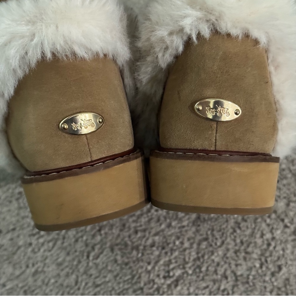 COACH IZZIE Boots Size‎ 9 Signature Midcalf Suede Faux Fur FG4597 - Picture 10 of 15